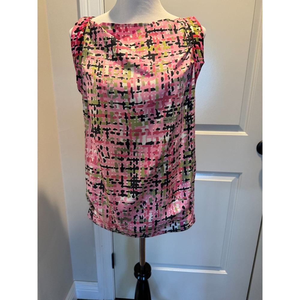 Yves Saint Laurent Silk Pink Multi Printed Sleeveless Blouson Top SZ Fr 42/US 10 - Picture 1 of 8